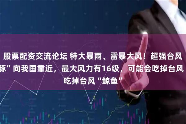 股票配资交流论坛 特大暴雨、雷暴大风!超强台风“白海豚”向我国靠近,最大风力有16级,可能会吃掉台风“鲸鱼”
