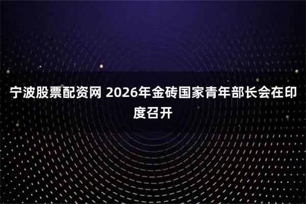 宁波股票配资网 2026年金砖国家青年部长会在印度召开